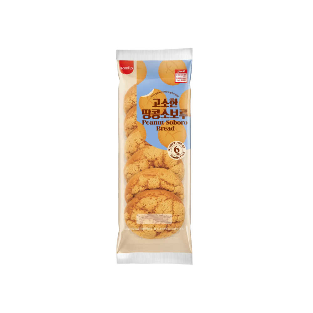삼립 고소한 땅콩소보루 6입 220G 5봉 (30입)(Samlip Savory Peanut Soboru 6-pack 220g, 5 packs (30 packs total))