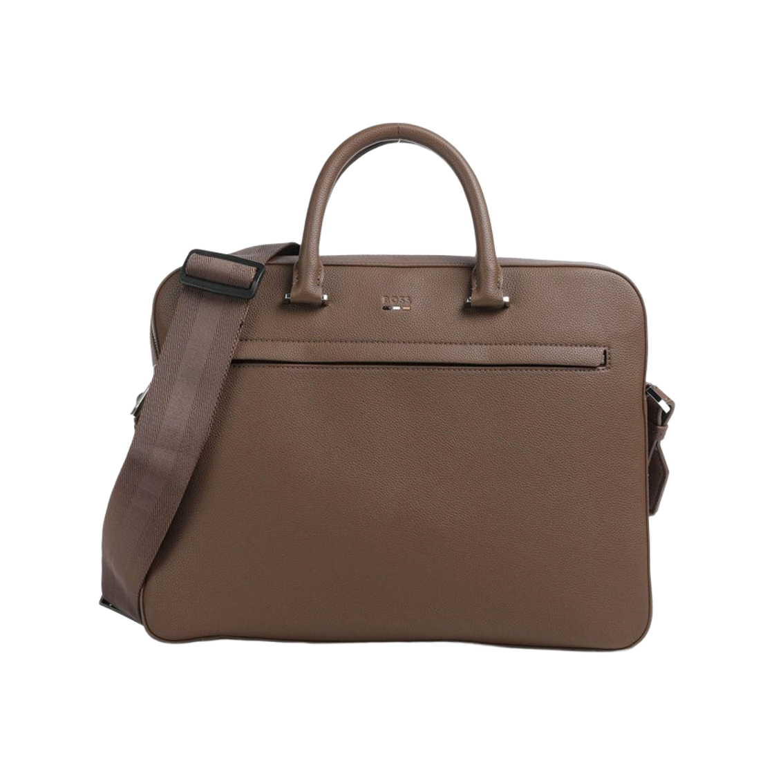 휴고 보스 시그니쳐 스트라이프 트림 그레인드 포우 레더 도큐먼트 케이스 브라운(Hugo Boss Grained Faux Leather Document Case with Signature Stripe Trim Brown)