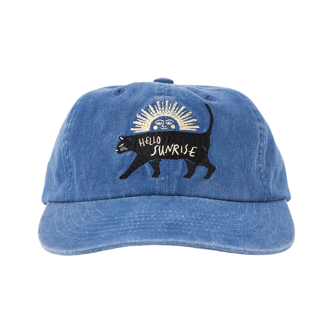 헬로선라이즈 워시드 빈티지 캣 로고 6패널 캡 빈티지 블루(Hello Sunrise Washed VTG Cat Logo 6panel Cap Vintage Blue)