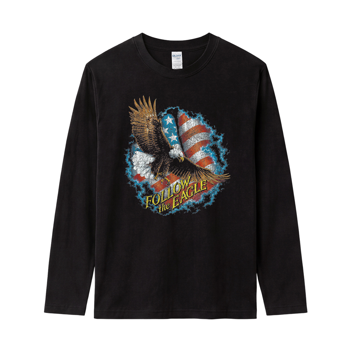 76400_Black Gildan X Vintage Collection EAGLE Long Sleeve T-Shirt Black