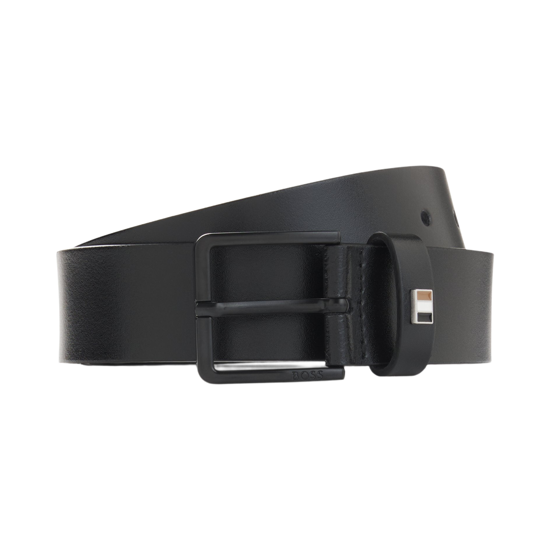 50568661-001 Hugo Boss Leather Belt with Matte Black Hardware Black