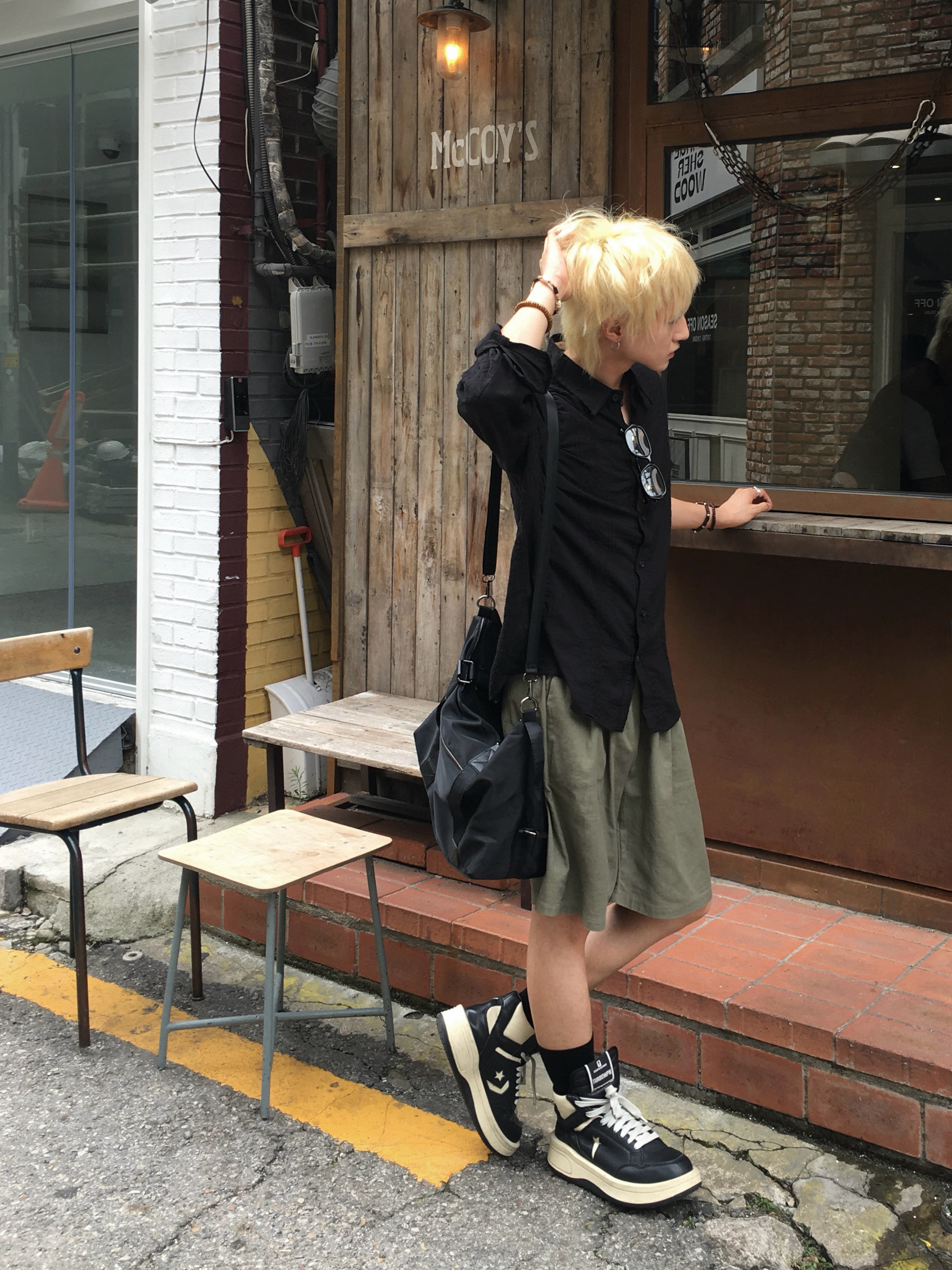 Converse x Drkshdw Turbowpn Black Cream 착용 스타일