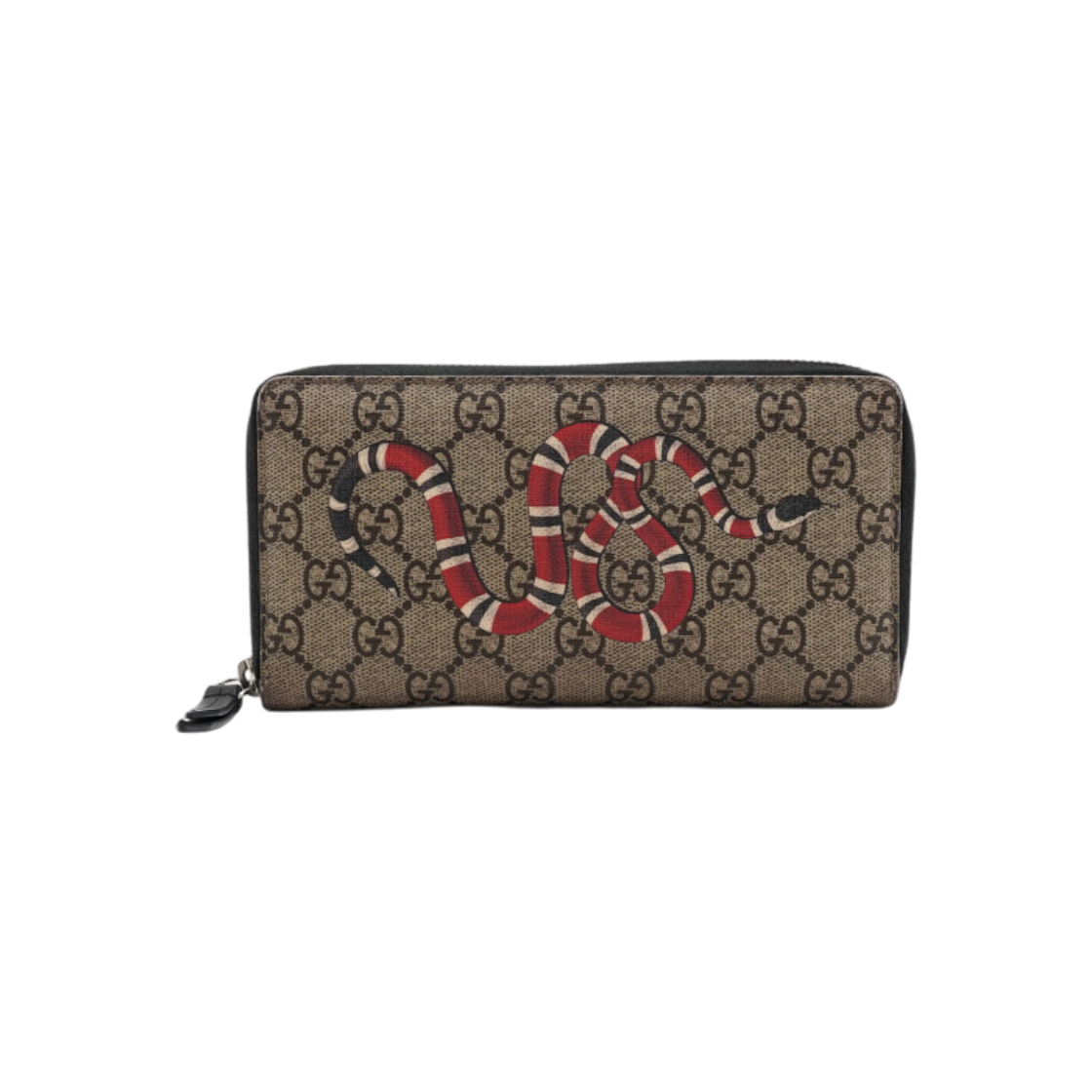 ITO8N2DD7L3N Gucci 451273 Snake Print GG Supreme Zip Wallet