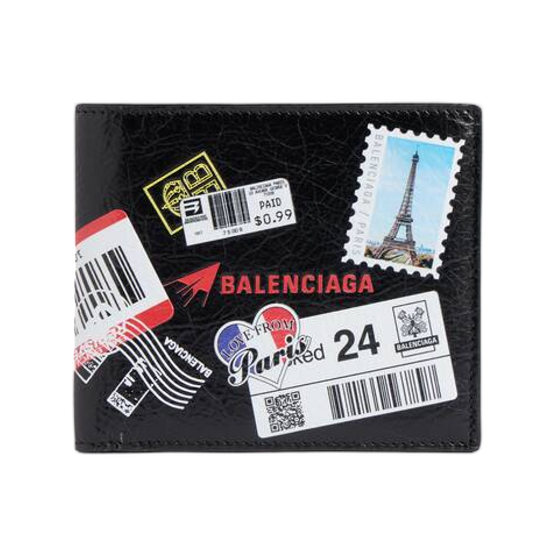 8671482ACHI1084 Balenciaga Cash Square Folded Wallet Black Multicolor