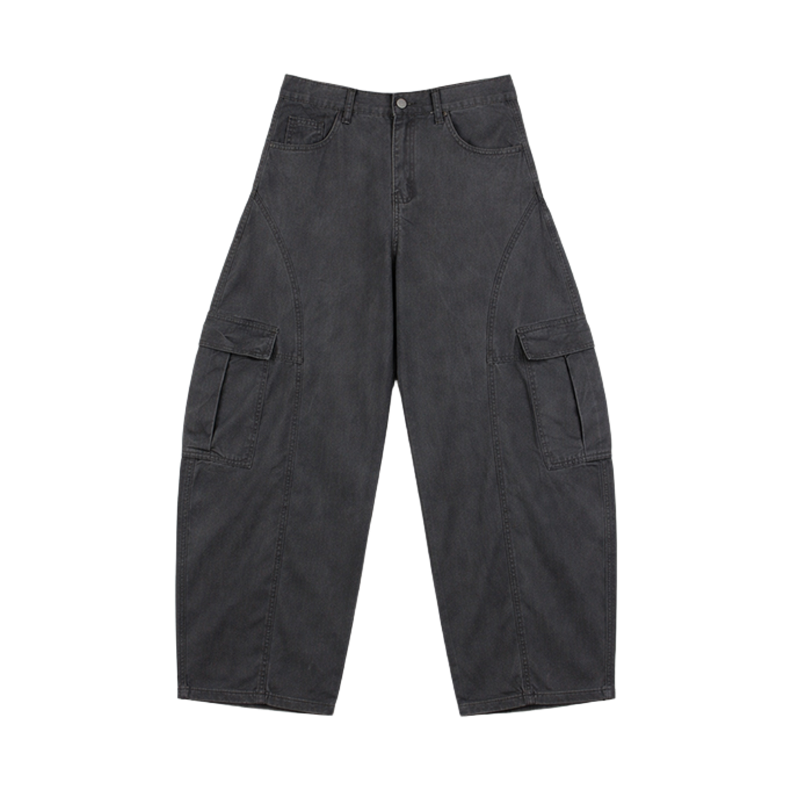 지크립 가먼트 다잉 커브드 코튼 카고 팬츠 차콜(GCLIP Garment-Dyed Curved Cotton Cargo Pants Charcoal)