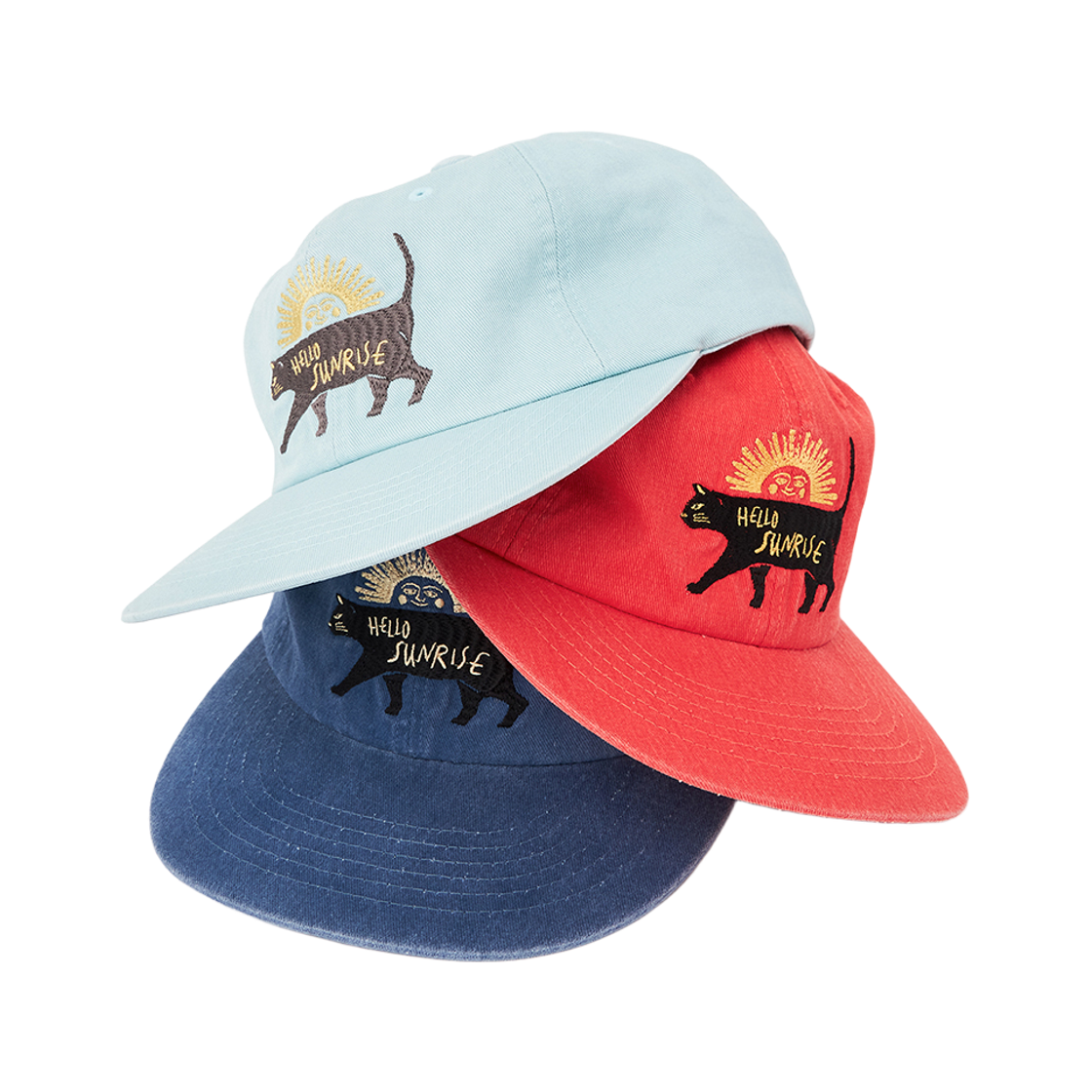 헬로선라이즈 워시드 빈티지 캣 로고 6패널 캡 스칼렛 오렌지(Hello Sunrise Washed VTG Cat Logo 6panel Cap Scarlet Orange) - 4