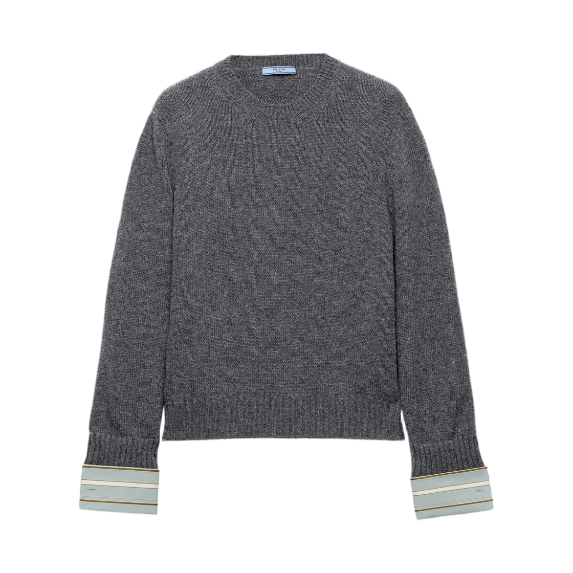 (W) 프라다 울 앤 캐시미어 크루넥 스웨터 슬레이트 그레이((W) Prada Wool and Cashmere Crew-Neck Sweater Slate Gray)