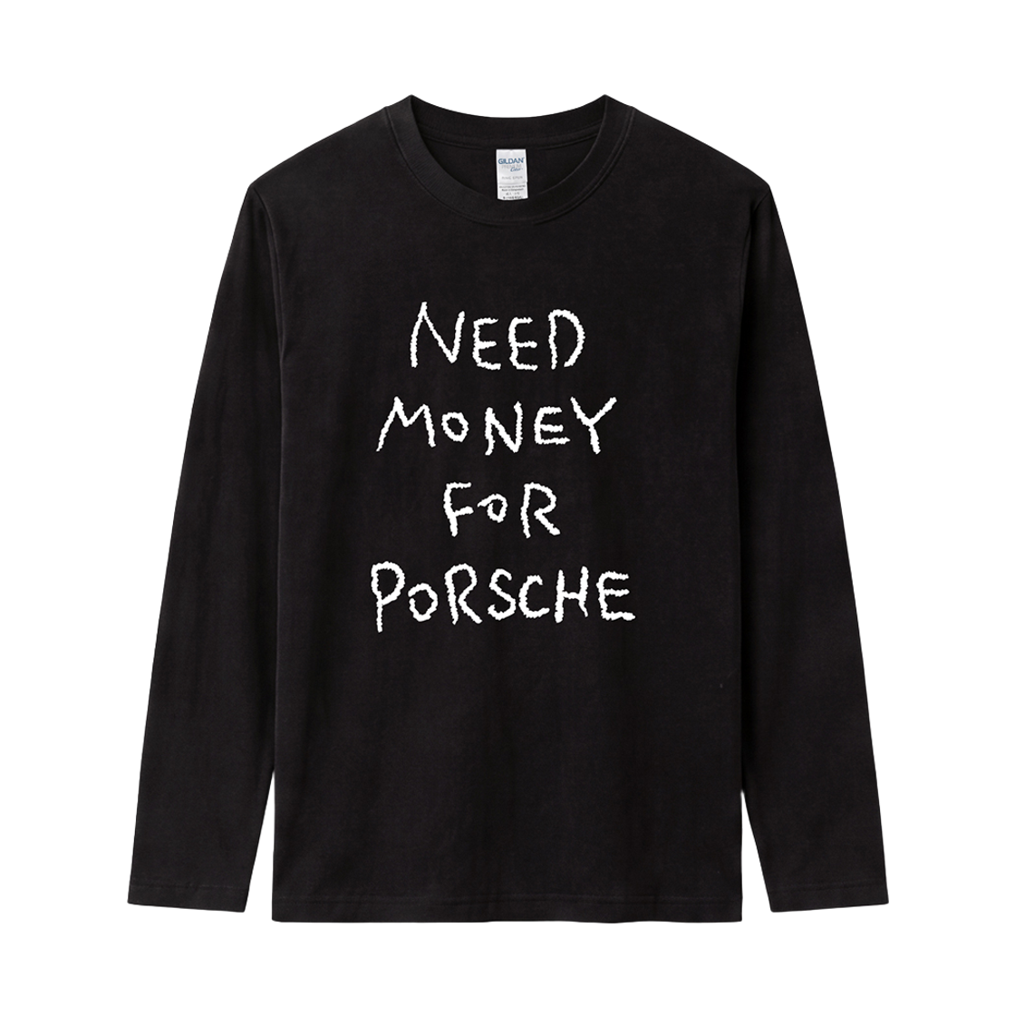 76400_Black Gildan X Vintage Collection NEED MONEY FOR PORSHCE Long Sleeve T-Shirt Black