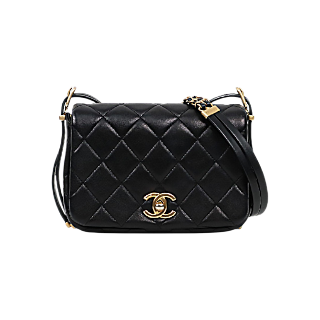 IT9PBWQ58784 Chanel Black Quilted CC Flap Chain Shoulder Bag Chip C-A63149