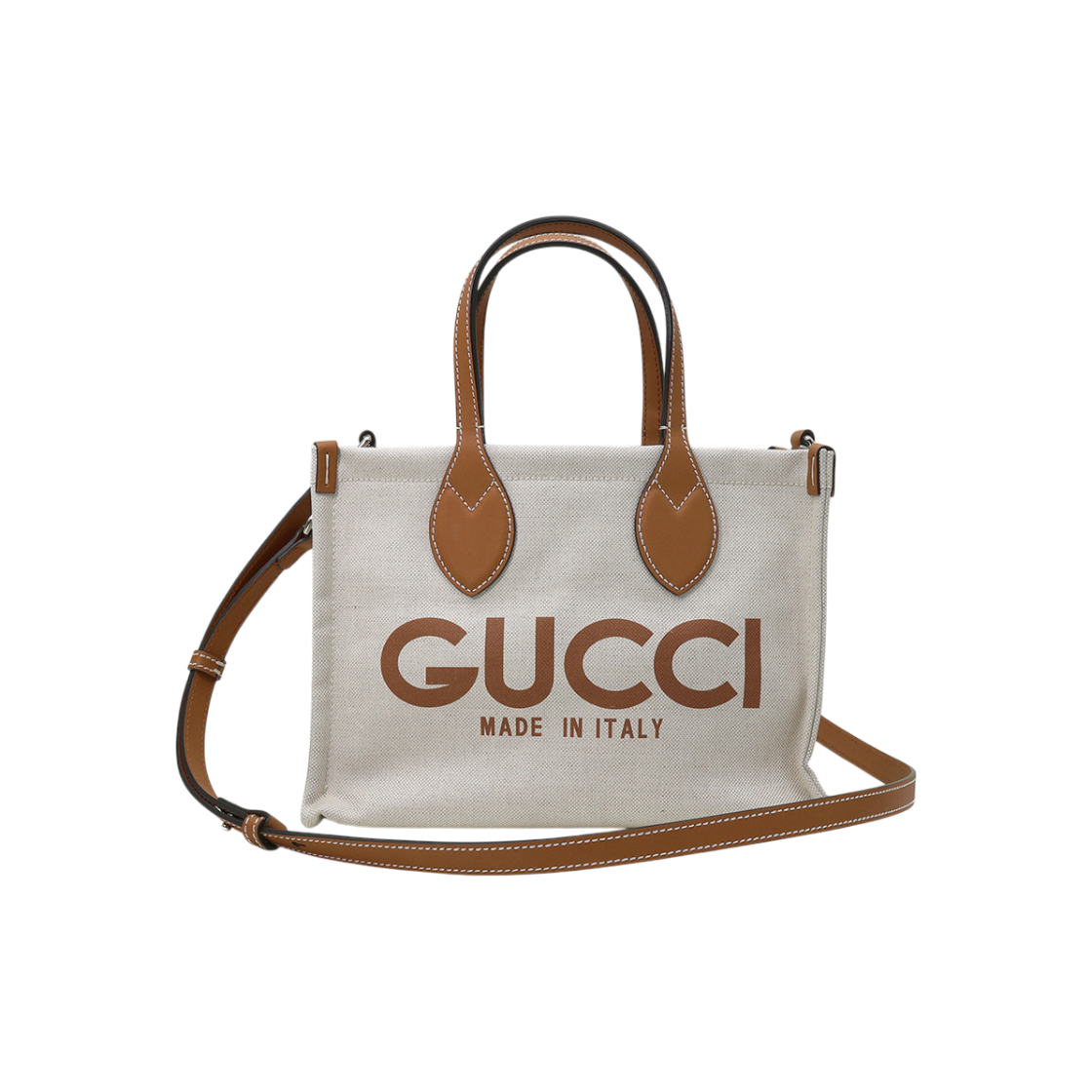 ITWWBS2OMT6K Gucci 772144 Canvas Brown Leather Logo Print Mini Tote Bag 2Way