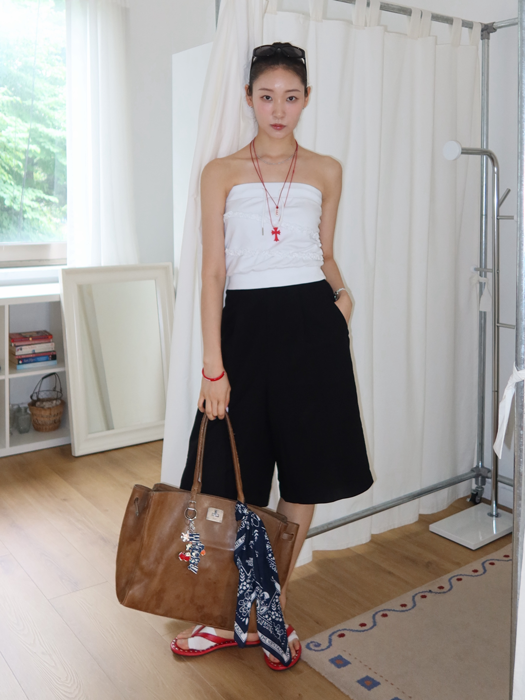 Vacant Archive Bella Mini Shoulder Bag Teal Blue, (W) Calvin Klein Modern Cotton Thong Black 착용 스타일 - 4