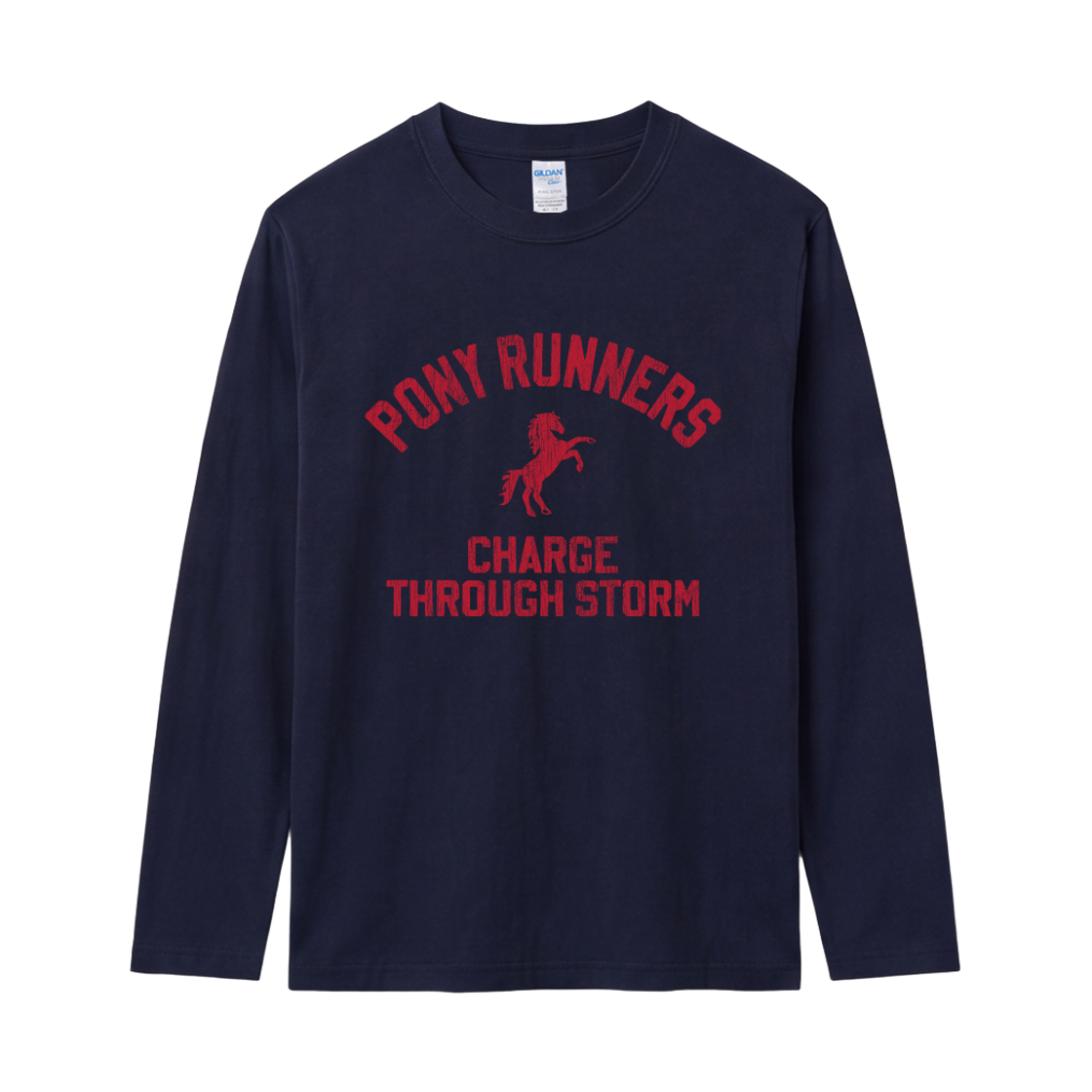 76400_Navy Gildan X Vintage Collection PONY RUNNERS Long Sleeve T-Shirt Navy