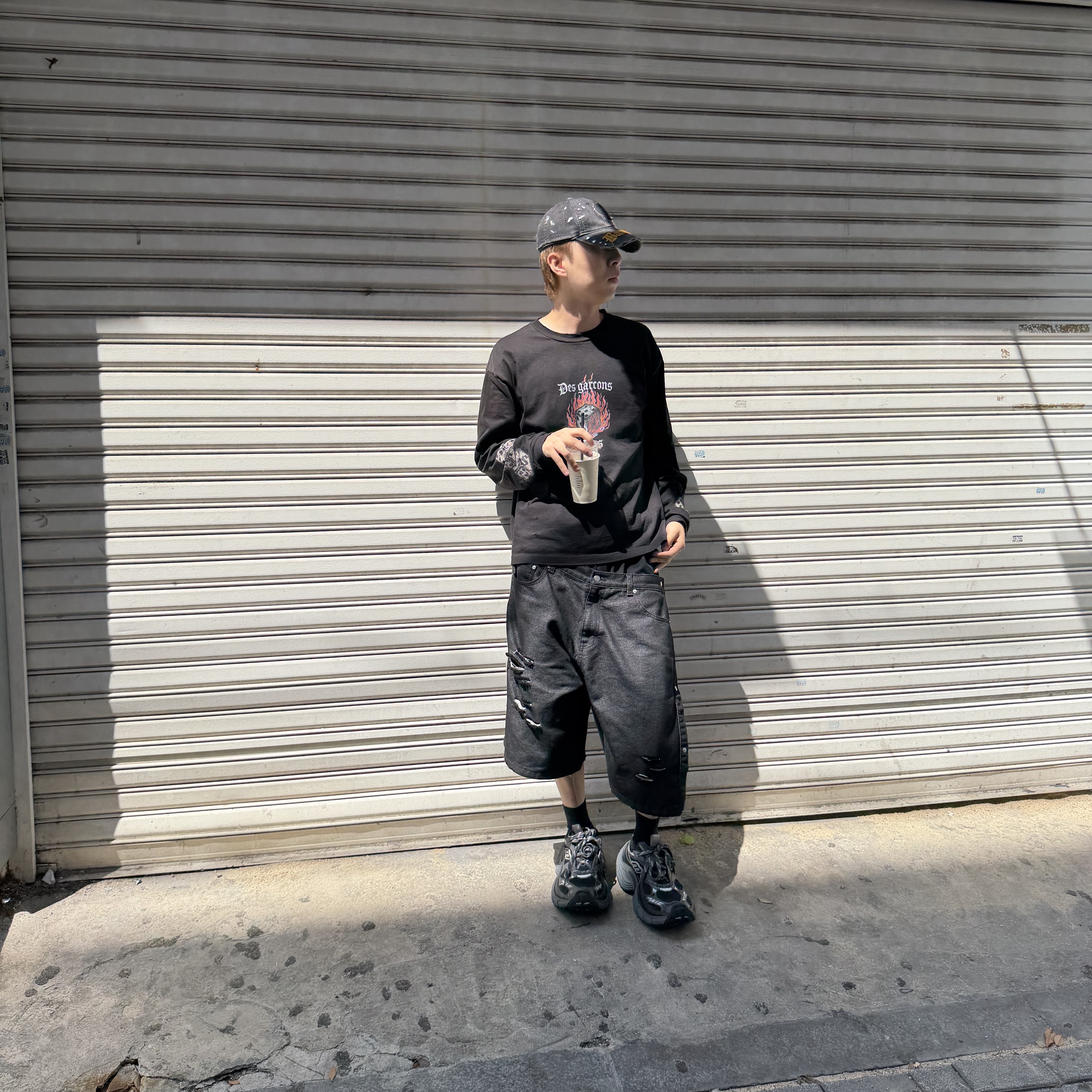 preoccupy Double-Layered Non-fade Bermuda Shorts, Balenciaga 6XL Sneakers Black Gray 착용 스타일 - 4