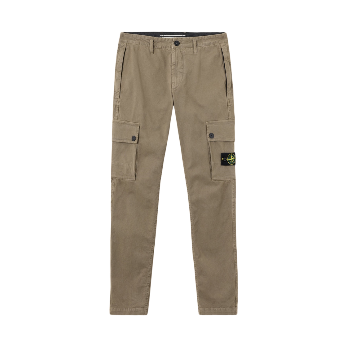 L2S1531000-34S00L1-V015G Stone Island 3100034 Stretch Organic Broken Twill Cotton Old Effect Slim-Fit Cargo Trousers with Zip Hand Pockets Military Green - 26FW