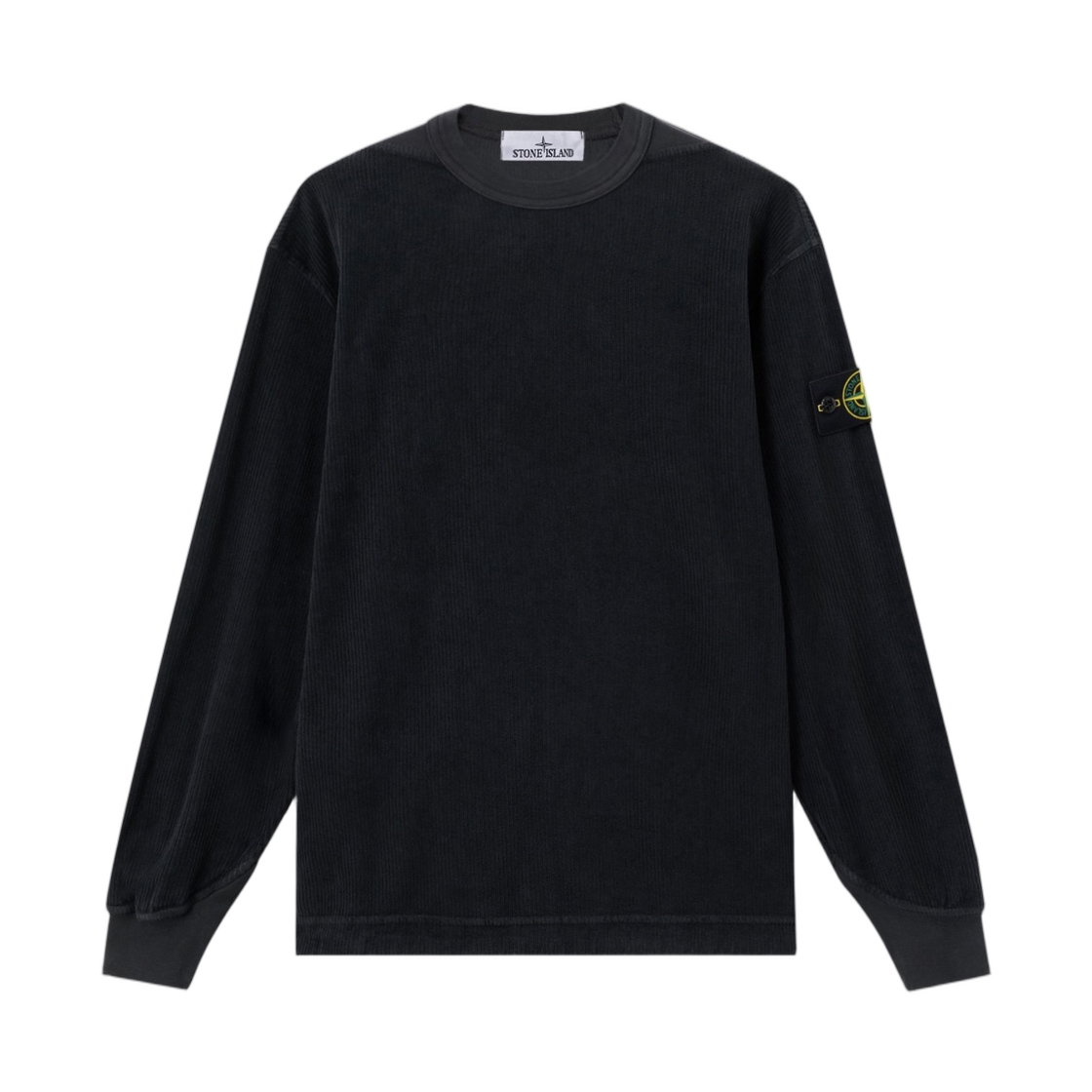 L2S1561000-30S0444-V0062 Stone Island 6100030 Jersey Corduroy Comfort-Fit Crewneck Sweatshirt with Shoulder Inserts Lead Grey - 26FW