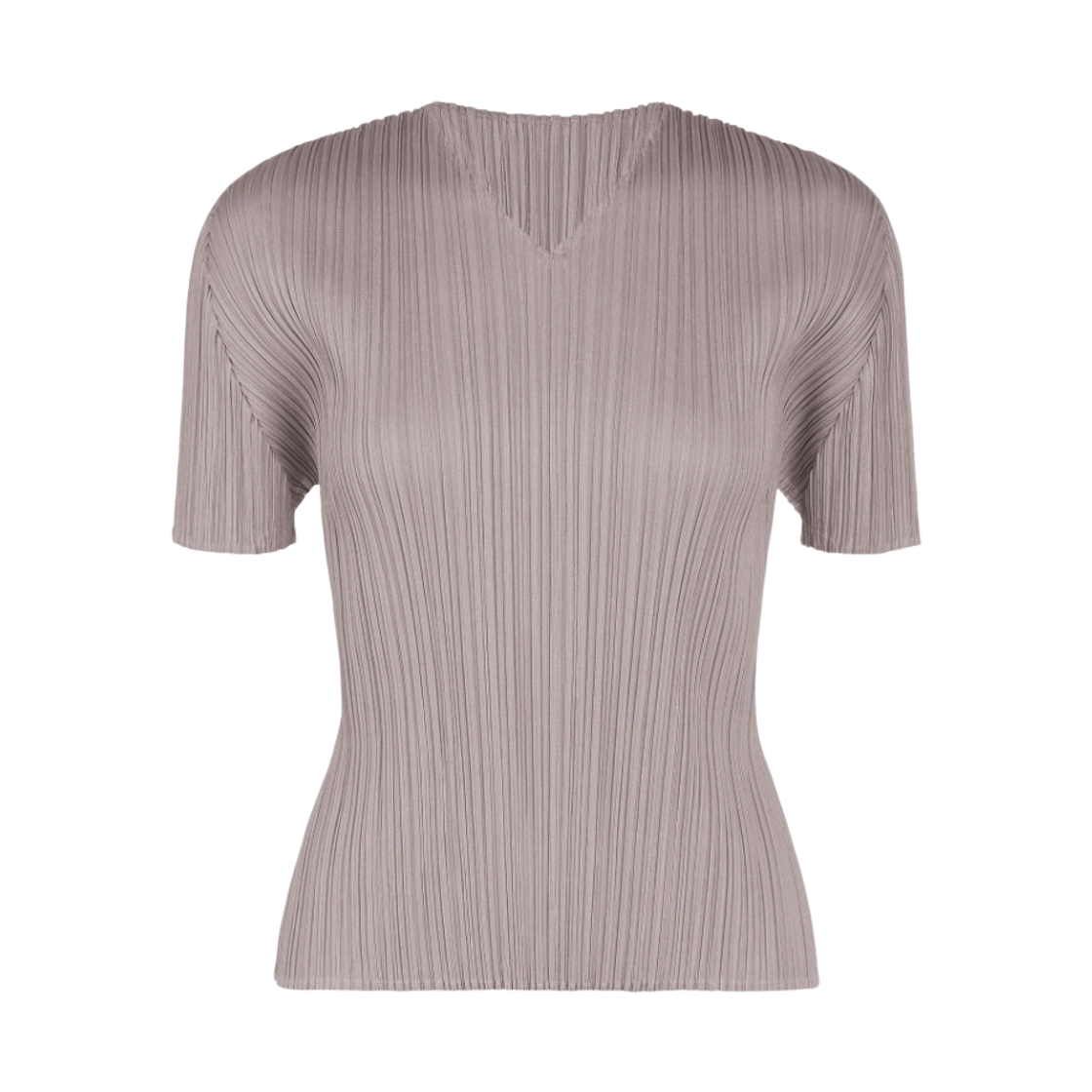 PP63-JK122-14 (W) Pleats Please Issey Miyake MC August V-Neck Short Sleeve Top Grayish Purple
