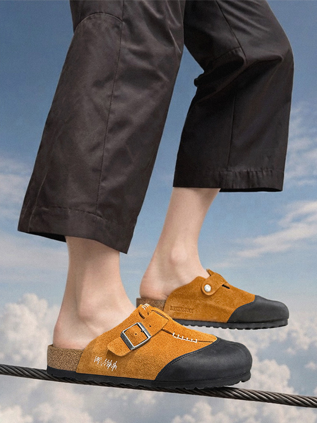 Birkenstock x Ader Error Boston Cap Black, Birkenstock x Ader Error Boston Flap Honey - Regular 착용 스타일 - 2