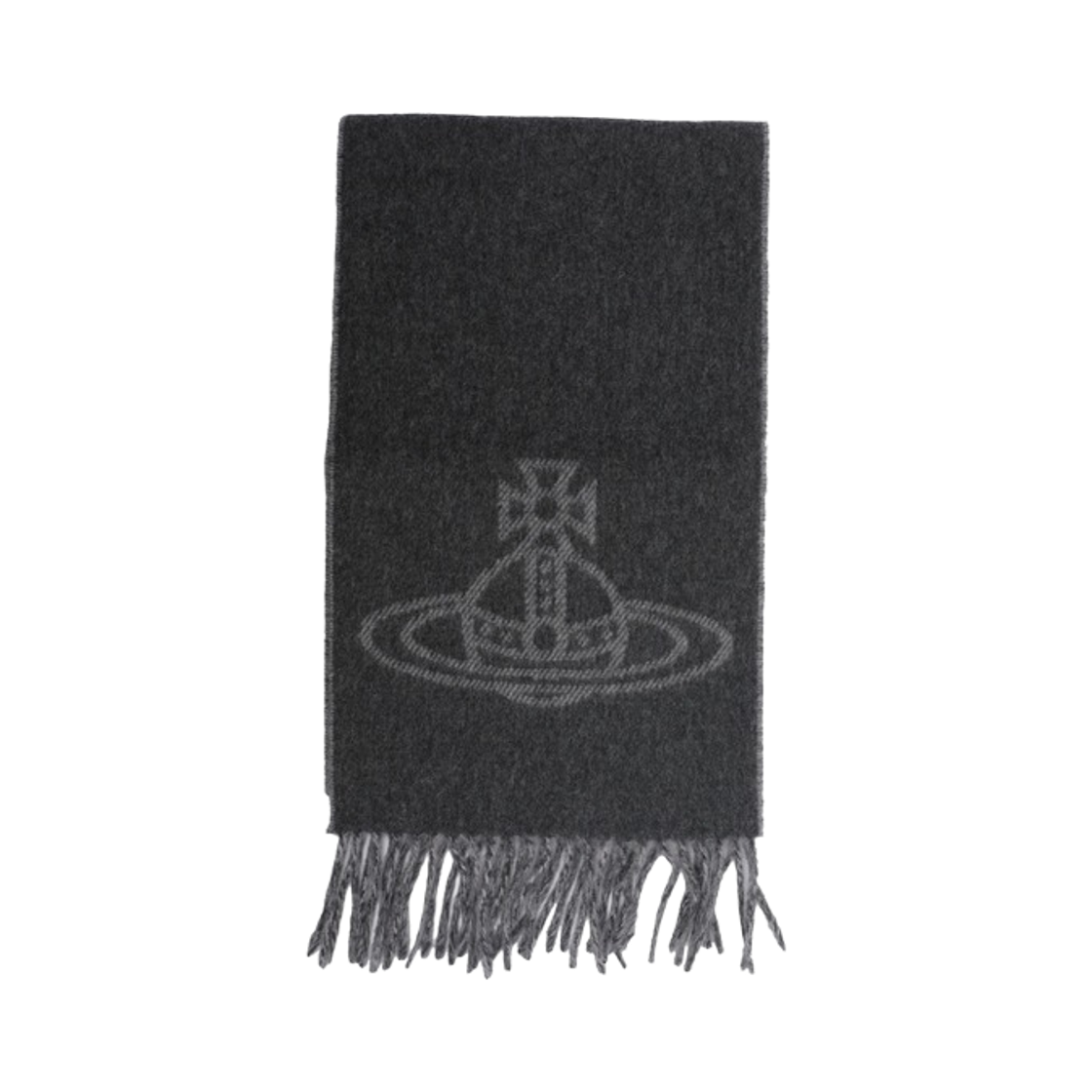 81030006-W01MK-P410 (W) Vivienne Westwood Orb Logo Double Face Wool Muffler Anthracite