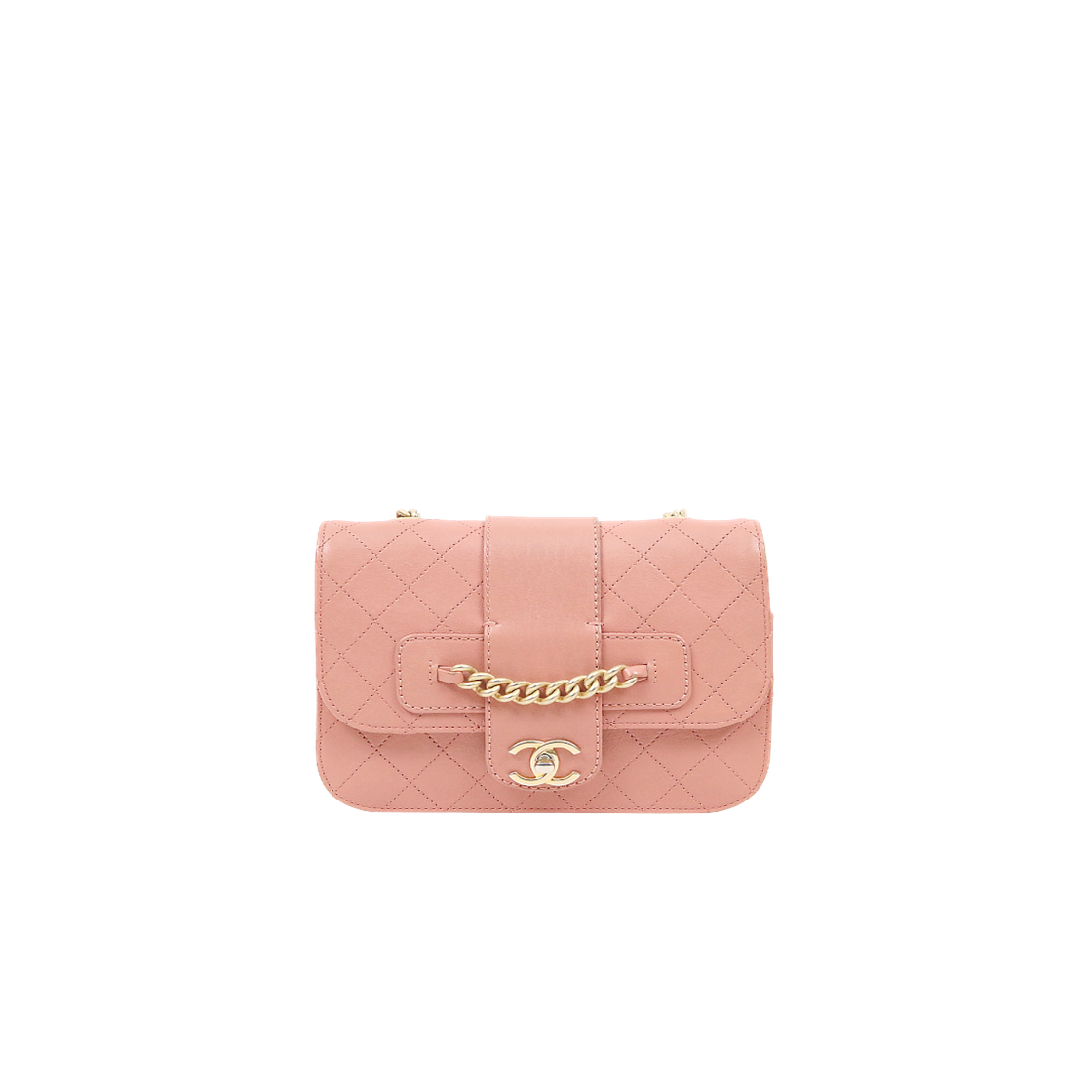 IT9D4NDJ6LHG Chanel Pink Quilted CC Flap Chain Shoulder Bag C-A63594