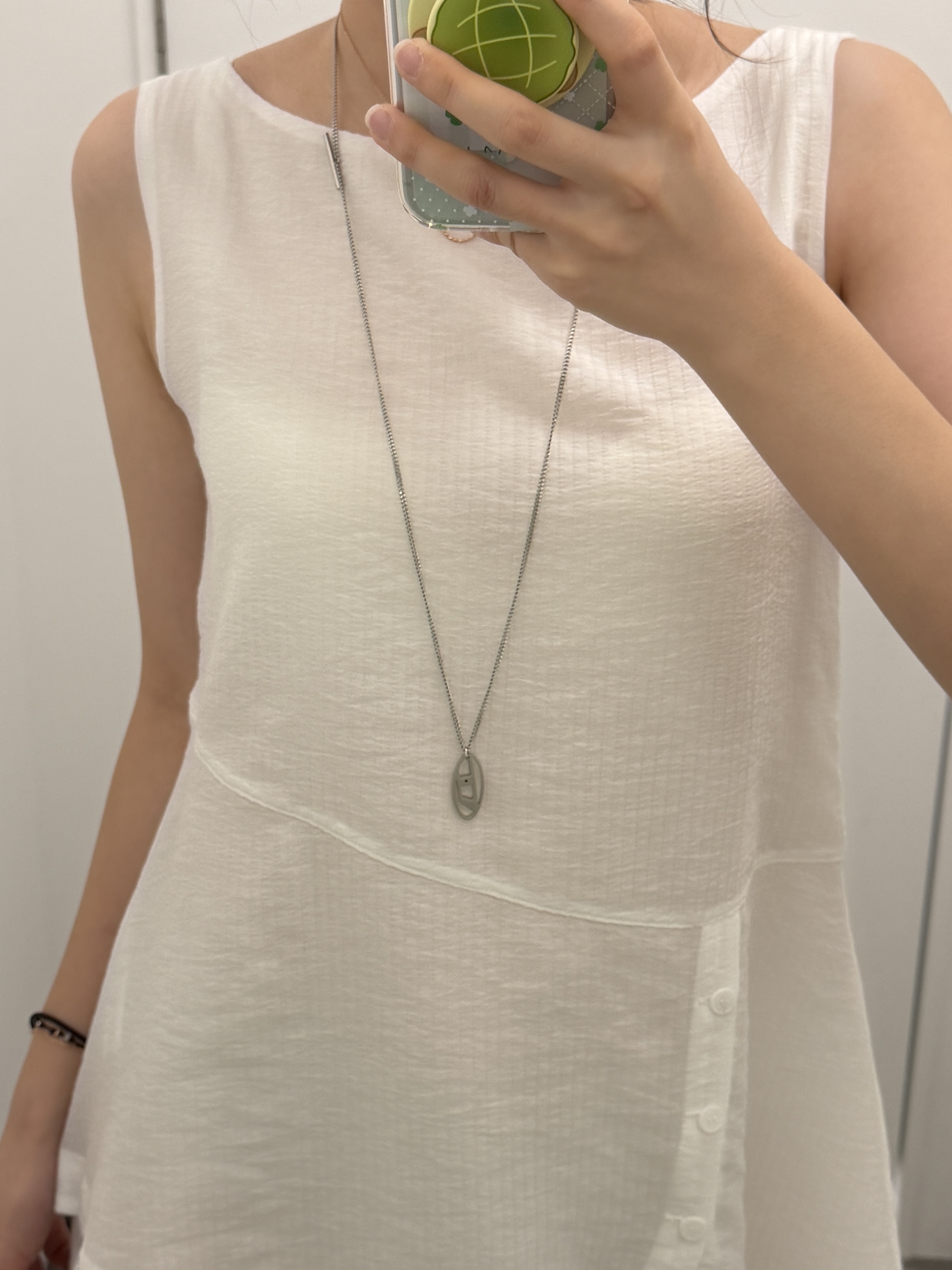 Diesel Dx1534 Stainless Steel Chain Necklace Silver 착용 스타일 - 2