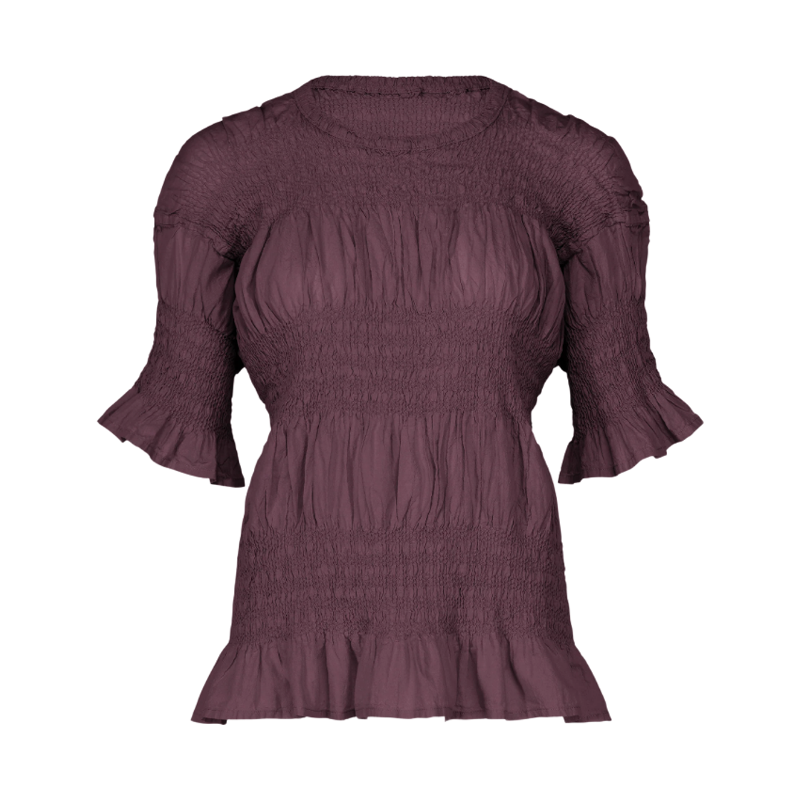 MI64-FK401-84 / MI69-FK401-84 (W) Me Issey Miyake Shrink Stripe Short Sleeve Top Bordeaux