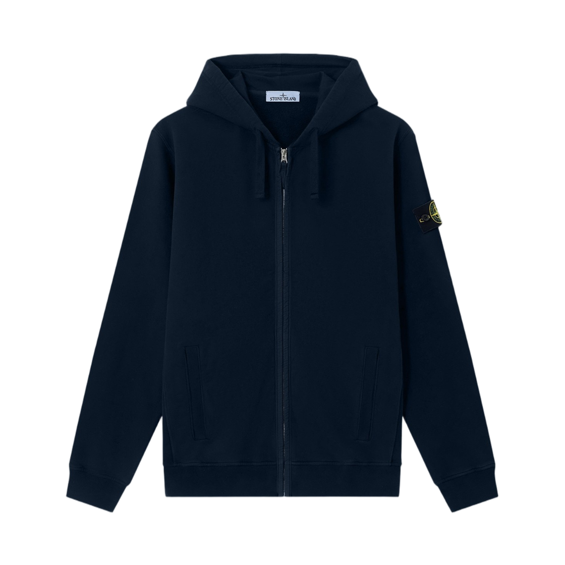 L2S1561000-67S0A20-V0020 Stone Island 6100067 Brushed Organic Cotton Fleece Regular-Fit Zip-Up Hooded Sweatshirt with Ribbed Inserts Navy Blue - 26FW