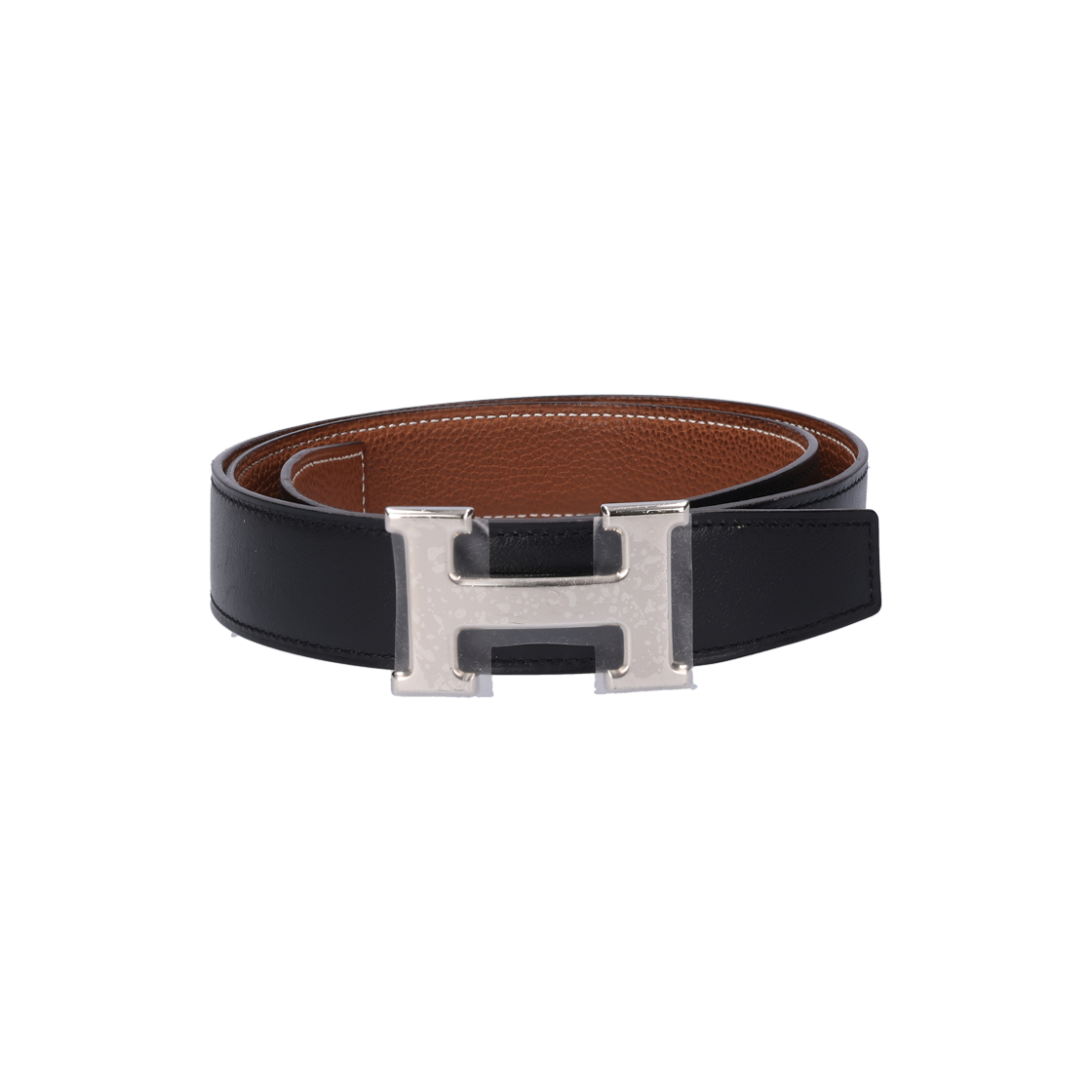 ITAD3ED6JBVI Hermes H Belt Buckle & Reversible Leather Strap in Noir & Gold