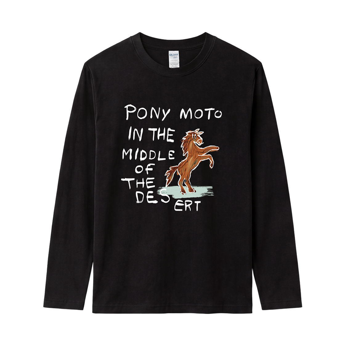 76400_Black Gildan X Vintage Collection PONY MOTO Long Sleeve T-Shirt Black