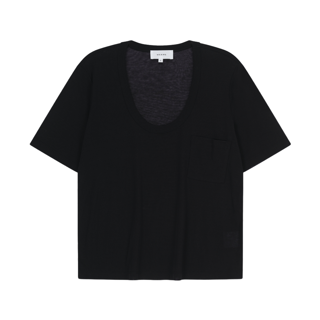 비자비 하프 슬리브드 유넥 티셔츠 블랙(VIS A VIS Half Sleeved U Neck Tee Shirt Black)