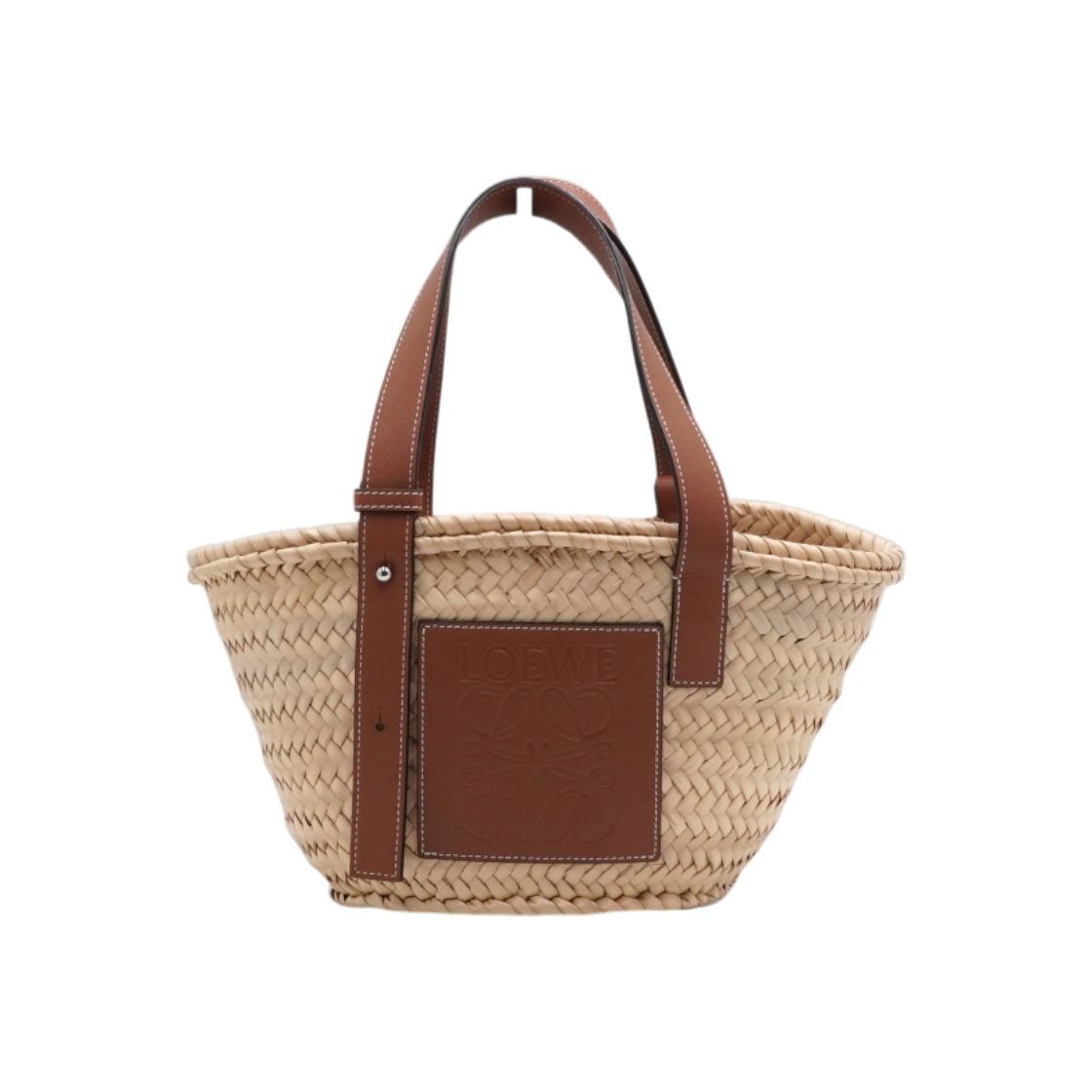 IT4NKM32ILL7 Loewe 327.02 Brown Raffia Small Basket Tote Bag