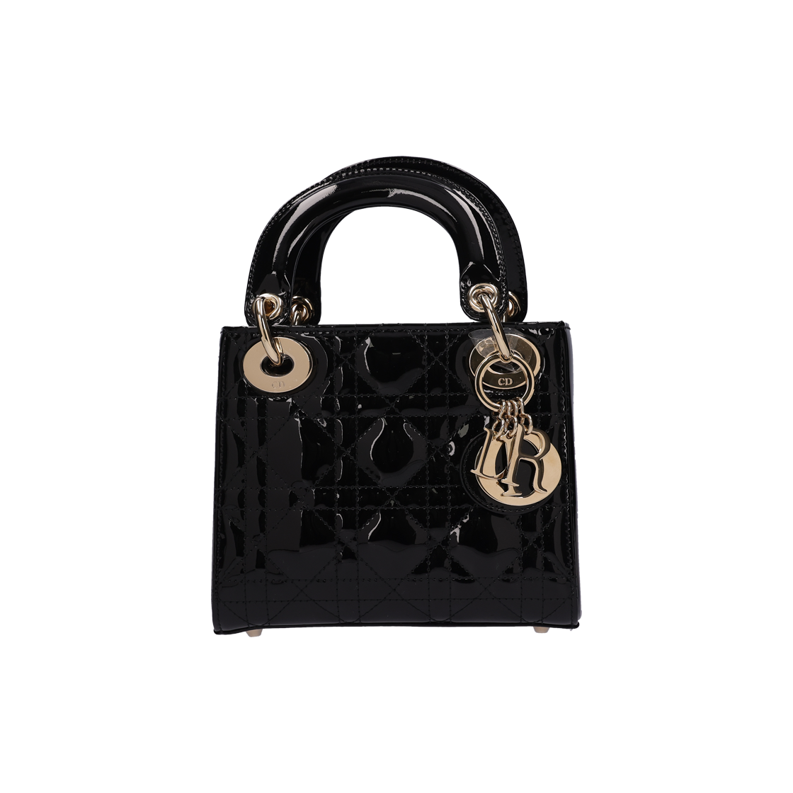IT2CSHCFDML7 Dior Mini Lady Dior Bag Patent Cannage Black