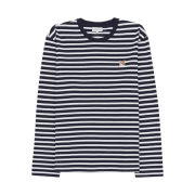 Maison Kitsune Fox Head Patch Regular Marin Long Sleeve T-Shirt Navy Stripes