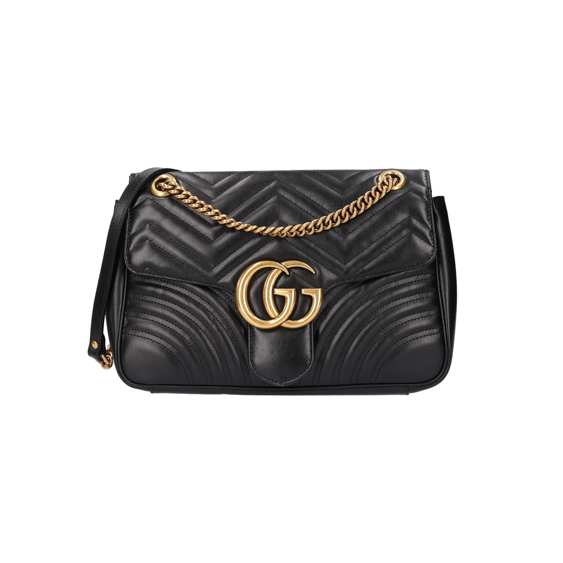 ITNVV4QGSPUJ Gucci 443496 GG Marmont Matelasse Medium Shoulder Bag Black