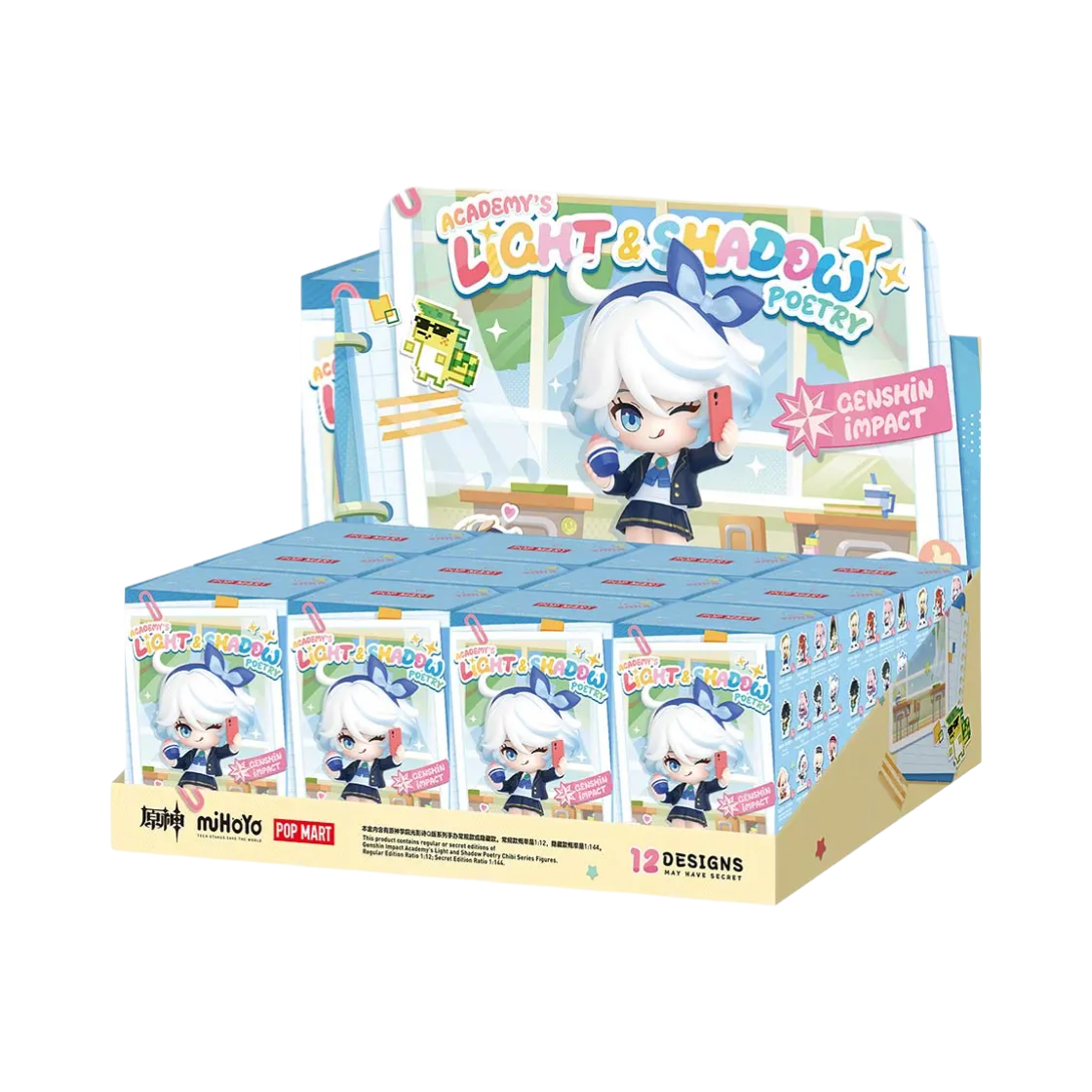 - Pop Mart Genshin Impact Academy's Light and Shadow Poetry Chibi Series Figures Sealed Case (12 Blind Boxes)