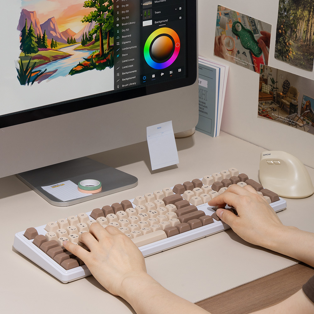 로이체 충전식 저소음 RGB 풀배열 멀티페어링 블루투스 무선 키보드(Royche Rechargeable Silent RGB Full Size Multi-Pairing Bluetooth Wireless Keyboard) - 4