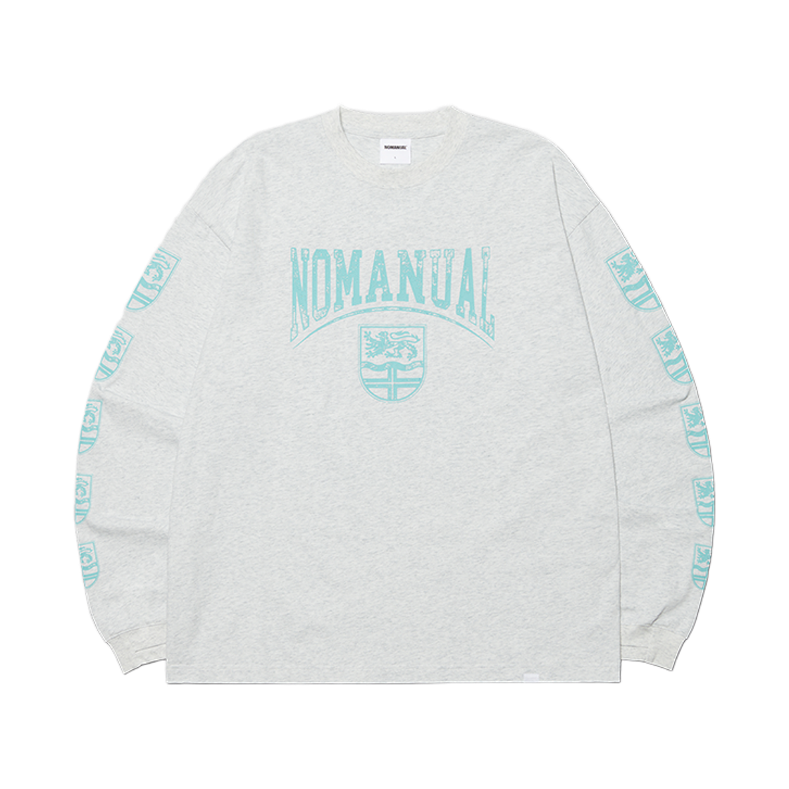 NMWF52LS14WHM NOMANUAL Emblem Long Sleeve Tee White Melange