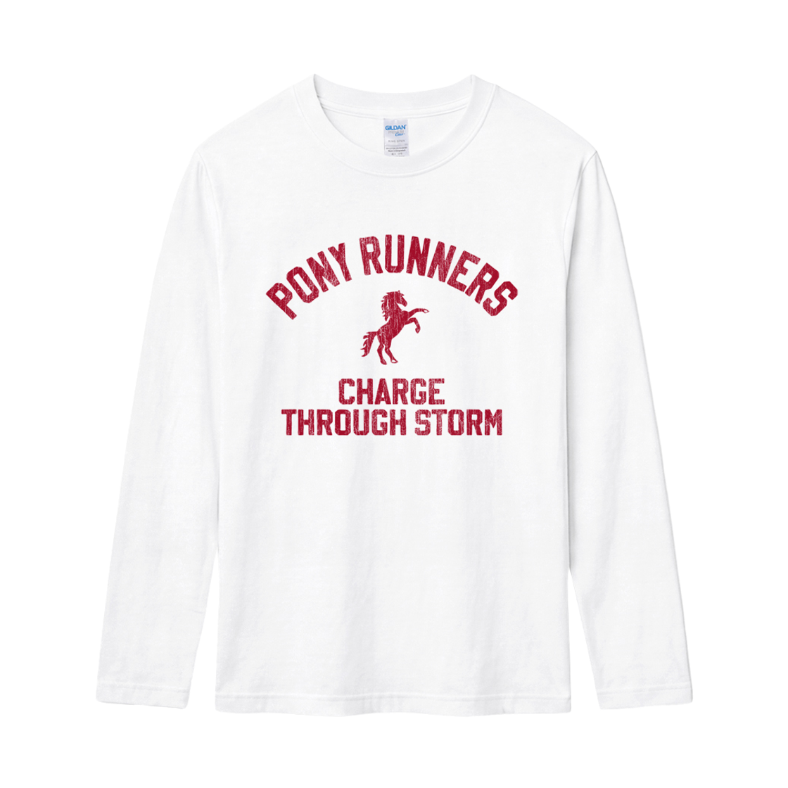 76400_White Gildan X Vintage Collection PONY RUNNERS Long Sleeve T-Shirt White