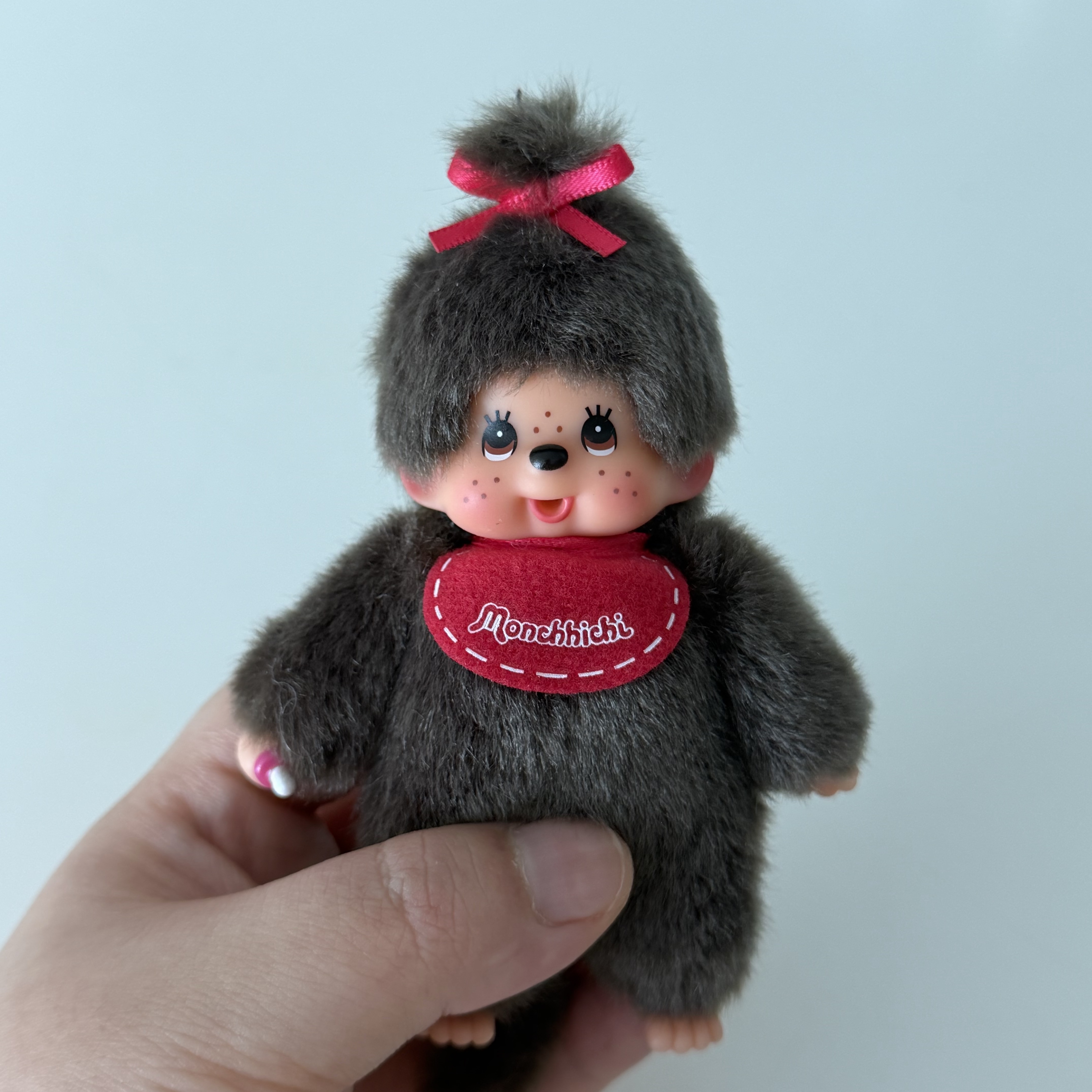 Monchhichi Mini Key Chain Girl Brown 착용 스타일 - 2