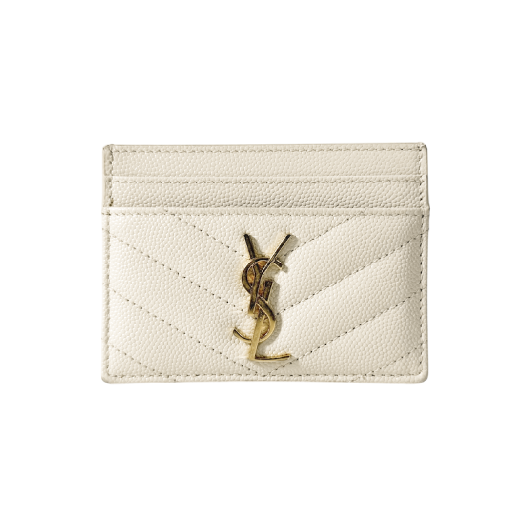 ITQP86OS2WIU Saint Laurent Monogram Cassandra Matelasse Card Wallet Case Ivory 423291