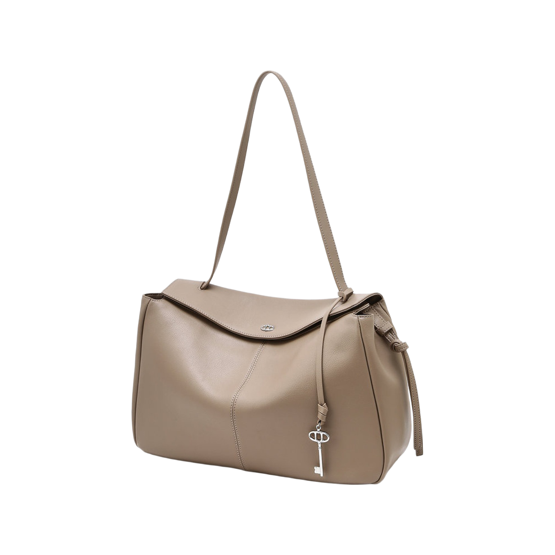 AABA6F286I3 Athe Vanessabruno Acc Demain Taupe Beige Leather Demain Shoulder Bag L Dark Beige
