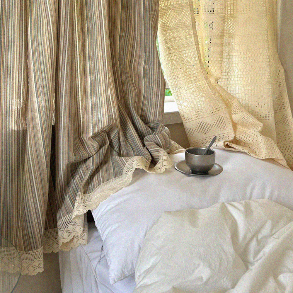 바닐라 브리즈 빈티지 레이스 뜨개 커튼 145x150cm(MUSEONGHWA Vanilla Breeze vintage lace crochet curtains 145x150cm) - 4
