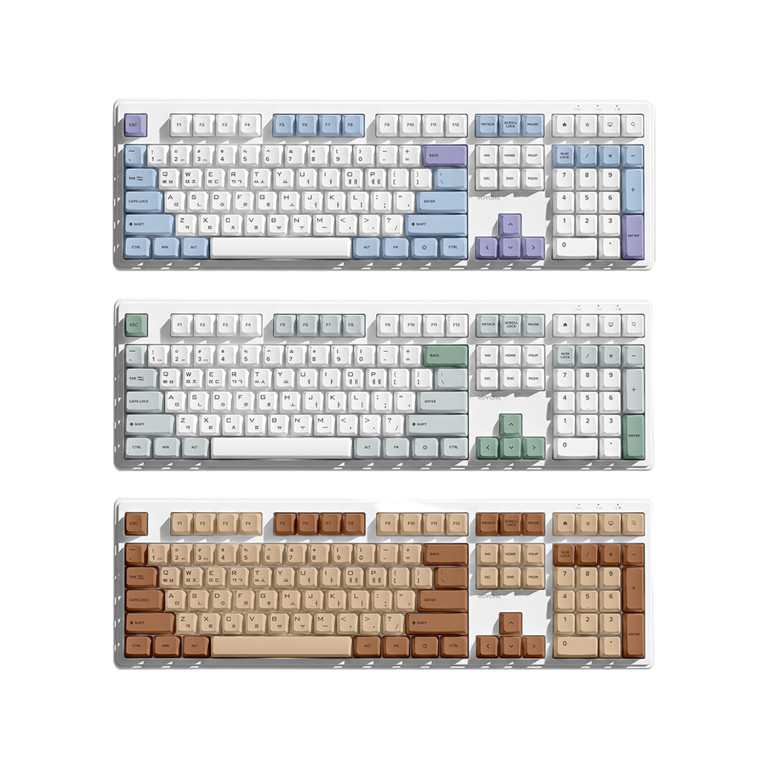 로이체 충전식 저소음 RGB 풀배열 멀티페어링 블루투스 무선 키보드(Royche Rechargeable Silent RGB Full Size Multi-Pairing Bluetooth Wireless Keyboard)