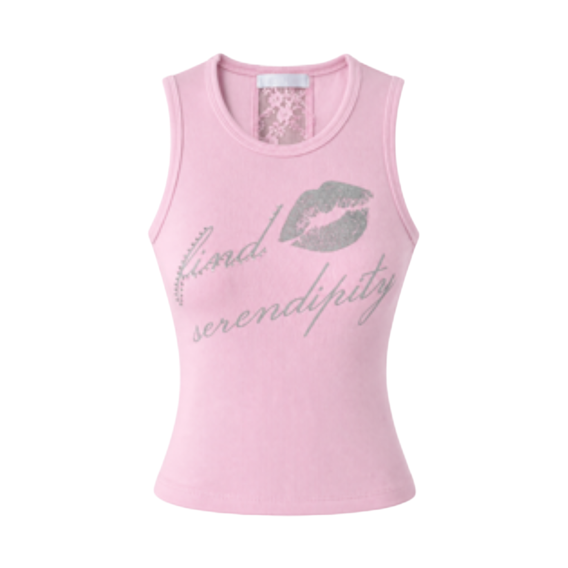 이유씨티 백 레이스 슬리브리스 탑 - 핑크(EUCT Back Lace Sleeveless Top - PINK)
