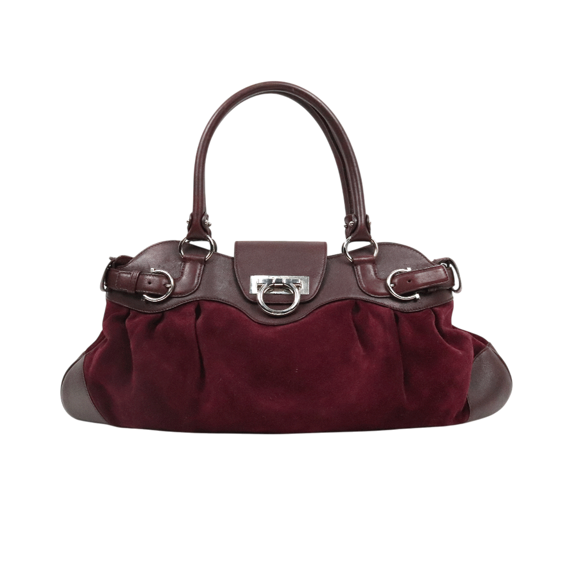 ITEERRBB2VOW Ferragamo Purple Suede Gancini Shoulder Bag C-A59603
