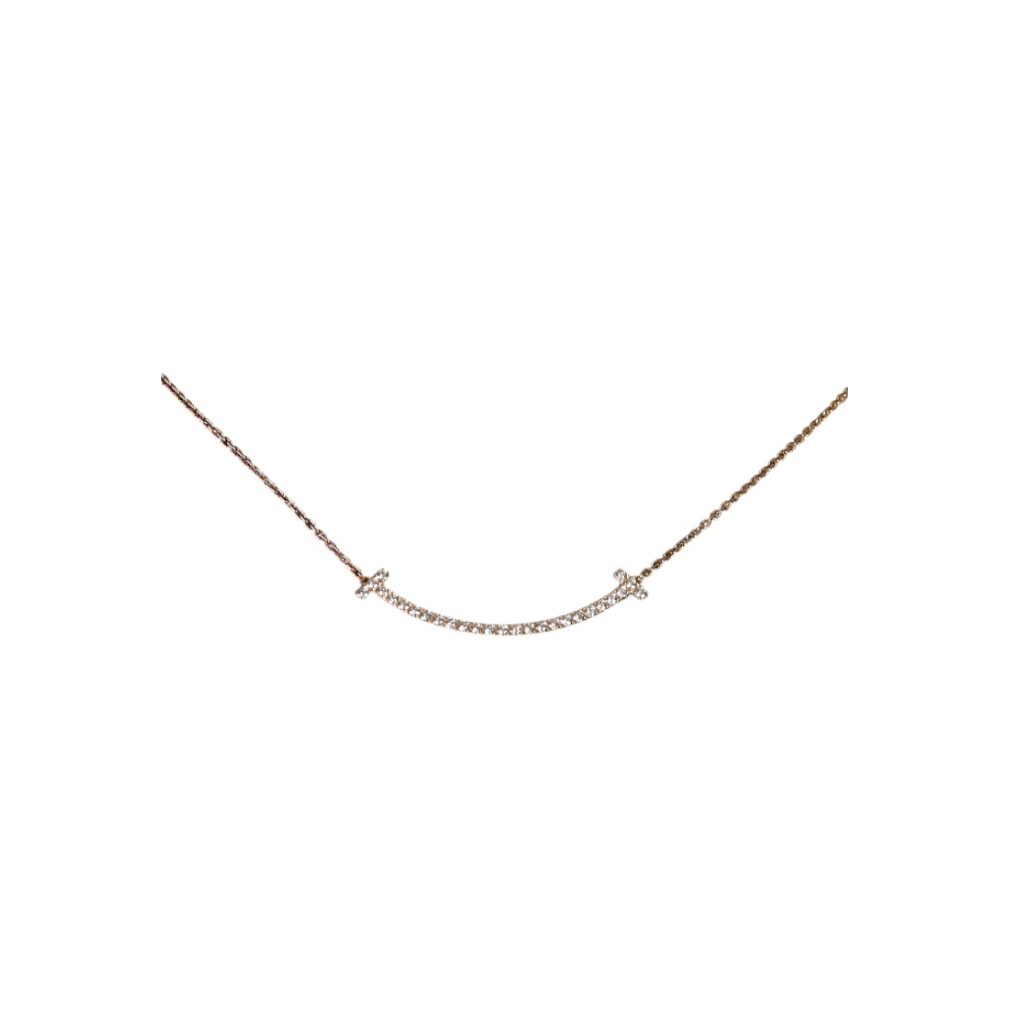 ITGAIIF2NHCA Tiffany 18K Rose Gold T Smile Pendant Necklace 0.48 Carat Pave Diamonds