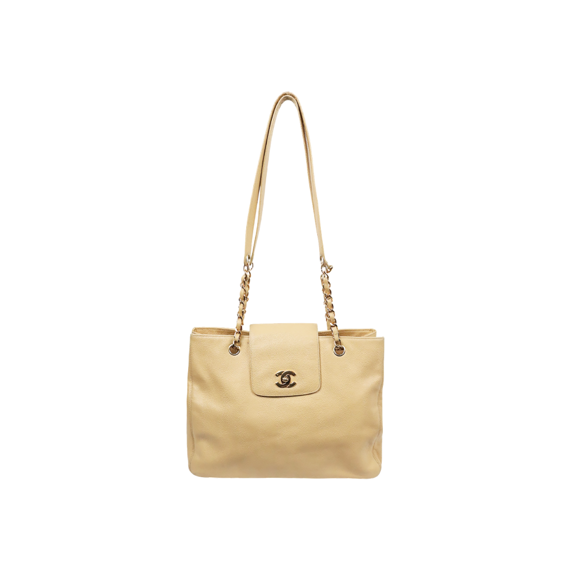 IT4PAOUJKBNV Chanel Beige Caviar CC Chain Shoulder Bag C-A60357