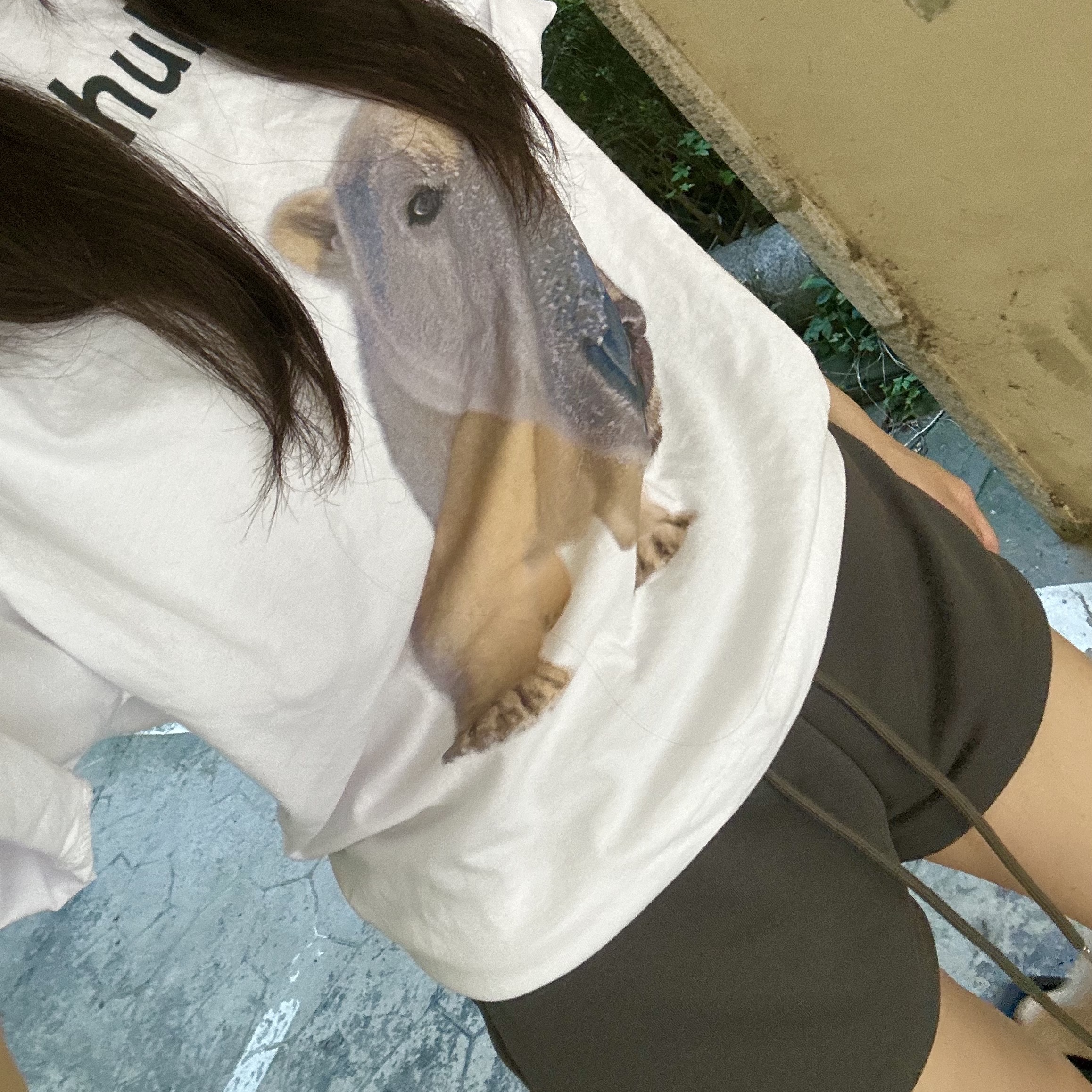 Suade Huh Tee White 착용 스타일 - 6