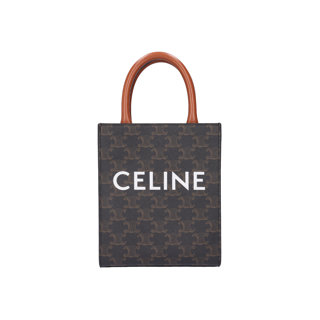 ITQ4LWAHW2P3 Celine Triomphe Mini Vertical Cabas Bag in Tan