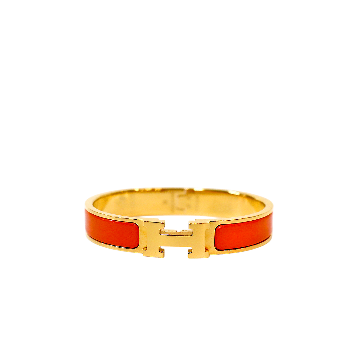 ITOSIPUDNMGS Hermes Orange Click H Bracelet Gold C-B54193
