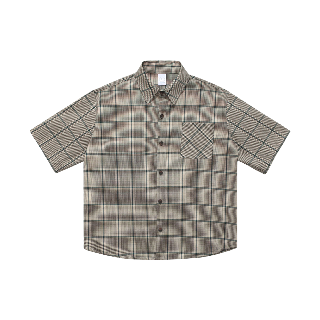 HSSS2207_khaki_1 JEMUT Hound Tooth Check Shirts Khaki HSSS2207